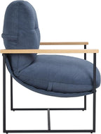 FLEXISPOT Accent Chair for Living Room,Arm Chair for Bedroom,with Wooden Arms, Wide Large Plus Size Cushion,Metal Frame,Reading Bedroom Chair Armchair for Home/Office/Cafe/Apartment/Waiting Room,Blue