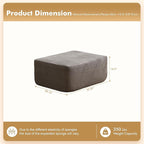 37.1" Ottoman for Couch, Plush Corduroy Memory Foam Ottoman Cloud Boneless Sectional Couch for Living Room Foot Stools No Assembly Require, Stripe Corduroy,Gray