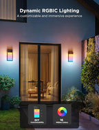 Govee Outdoor Wall Light, 1500LM Smart RGBIC Porch Lights Outdoor with 45 Scene Modes, IP65 Waterproof for Outdoor Decor, DIY, Wall Sconce Works with Alexa, Google Assistant and Matter, 1 Pack