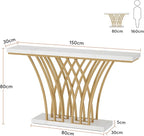 LITTLE TREE Narrow Entryway Console Table,Faux Marble White+Gold