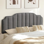 King Size Headboard Dark Gray Upholstered Headboard Adjustable Height&Width Linen Headboards Modern Vertical Channel Design Bed Head Board, Dark Gray