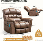Large Power Lift Recliner Set of 2 with Massage and Heat for Elderly, Faux Leather Electric Lifting Recliners with USB Port, Oversized Reclining Sofa Chair for Living Room, Brown