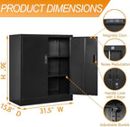 Metal Storage Cabinet, 36 Inch Tall Metal Storage Cabinet with Doors and Shelves, Pantry Cabinets for Kitchen Storage, Garage Cabinet for Living, Dining Room, Assemble Required.