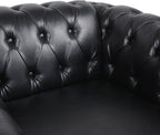 LEVNARY Leather Upholstered Armchair, Mid-Century Modern Single Sofa Chair with Rolled Arms and Nailhead, Tufted Pu Leather Chesterfield Chair for Home Bedroom Reading Room (Black)
