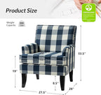 HULALA HOME Modern Accent Chairs Set of 2, Farmhouse High Back Buffalo Plaid Chairs with Wooden Legs & Nail Head Trim, Comfy Upholstered Armchairs for Living Room/Bedroom (Buffalo Navy)