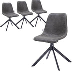 LeisureMod Markley Swivel Leather Dining Side Chair with Durable Iron Legs – Comfortable Accent Chair for Kitchen, Dining Room, or Office Set of 4