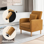 Athena Collection Armchair Modern Accent Chair Upholstered Sofa Chair with High Back, Linen Lounge Living Room Chair Single Reading Seat with Pillow & Thick Seat Cushion for Bedroom, Yellow