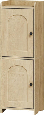 Bathroom Storage Cabinet, Corner Floor Cabinet with 2 Doors and Adjustable Shelf, Narrow Toilet Paper Cabinets, Bathroom Organizer for Small Spaces, 7.9" D x 9.8" W x 29.5" H Yellow