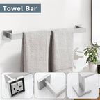 10-Piece Bathroom Hardware Accessories Set-Brushed Nickel Towel Bar, Holder & Racks-SUS304 Stainless Steel-Wall Mounted,23.6-Inch