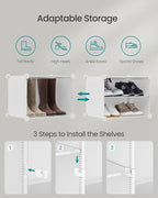 SONGMICS Shoe Rack Organizer, 8-Tier Shoe Storage Cabinet for Closet and Entryway, Holds 32 Pairs of Shoes, Adjustable, Cloud White ULPC034W03