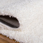 Unique Loom Solid Shag Collection Area Rug (8' x 10' Oval, Snow White)
