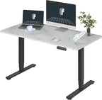 FLEXISPOT E6 3 Stages Dual Motor Electric Standing Desk 55x28 Inch Whole-Piece Board Height Adjustable Electric Sit Stand Desk(Black Frame + Marble Grey Desktop, 2 Packages)