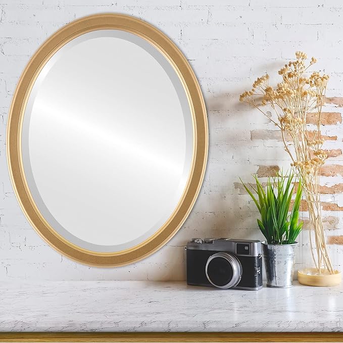 OVALCREST Oval Beveled Wall Mirror for Home Decor - Toronto Style - Holiday Red - 26" x 20"