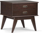 SIMPLIHOME Draper SOLID HARDWOOD 22 inch Wide Rectangle Mid Century Modern End Side Table in Medium Auburn Brown for the Living Room and Bedroom