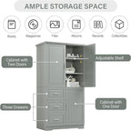 P PURLOVE Bathroom Storage Cabinet with 3 Drawers,Tall and Wide Bathroom Cabinet Standing,Wood Freestanding Tall Bathroom Cabinet for Kitchen,Living Room