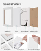 SONGMICS 4x6 Collage Picture Frames, 12-Pack Photo Collage Frame for Wall Decor, Glass Front, Assembly Required, Christmas Gift, Cloud White URPF22WTV1