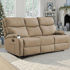 3-Seater Manual Seater Reclining Anti-Scratch 3 Seat Reclining Sofa with Side Pocket and Cupholders Reclining Loveseat Sofa for Living Room Meeting Room Bedroom Office Apartment