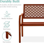 Best Choice Products Outdoor Bench 2-Person Metal Steel Benches Furniture for Garden, Patio, Porch, Entryway w/Geometric Backrest, 790lb Capacity - Rust