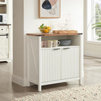 Buffet Cabinet with Storage - Modern Farmhouse Rustic 32 Fluted Sideboard Storage Cabinet Buffet with Adjustable Shelves, Coffee Wine Bar Organizer for Dining Room (Antique White)