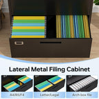 Lateral Filing Cabinet,4 Drawer File Cabinet with Lock,Office Lateral File Cabinets for Legal/Letter A4 Size,Require Assembly, Black