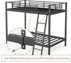 Bunk Bed Twin Over Twin, Heavy Duty Metal Bunk Bed Frame with Angled Ladder for Teens and Adults, for Spaces-Saving, Smooth Rounded Edges, Noise Free & Easy Assembly, Black
