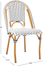 SAFAVIEH Outdoor Collection California Bistro White/Navy Side Chair Set of 2 (Fully Assembled)