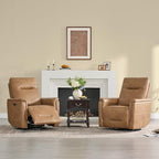 Watson & Whitely Power Recliner Chairs for Adults, Swivel Rocker Recliner W Power Headrest & Type-C Charger for Living Room, Faux Leather, Camel, RC015