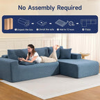 2025 New 108" Cloud Couch Sectional, Modular Sectional Sofa with L-Shaped Chaise, Deep Seat Sectional Modular Couch for Living Room, No Assembly Required (Blue, Right Facing Chaise)