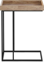 SIMPLIHOME Gallagher SOLID MANGO WOOD and Metal 12 inch Wide Rectangle Industrial C Side Table in Natural, Fully Assembled for the Living Room and Bedroom