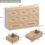 Modern 8 Drawer Dresser for Bedroom, 54" Wide Dressers & Chest of Drawers w/Solid Wood Handle, Wood Mid Century Closet Organizers and Storage Cabinet for Bedroom, Living Room, Hallway, Natural Oak