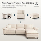 HERA'S HOUSE 54" Modular Sectional Sofa Couches for Living Room, Comfy Cloud Couch 1-Seater Deep Seat Sofa with Throw Pillow, Chenille Beige