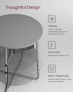 VASAGLE LILEA Collection - Side Table with Charging Station, Round End Table with Fabric Basket, Nightstand with USB Ports, for Living Room, Bedroom, Modern, Dove Gray and Slate Gray ULET228G01
