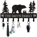Personalized Key Holder for Wall, Custom Metal Black Bear Coat Hook Key Holder with Name, Metal Key Rack Hanger Organizer for Entryway, Front Door, Hallway, Kitchen, Office Decor