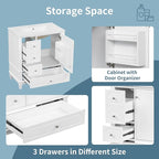 Bathroom Vanity with Ceramic Sink 30 inch, Multi-Functional Storage Cabinet with Drawers and Door Shelf, Solid Wood Frame, Soft-Closing Door, White