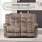 CANMOV Manual Reclining Sofa Set,2 Pieces Sofa Furniture Set for Living Room, Manual Recliner Chair and Recliner Loveseat with Arms for Living Room, Bedroom, Light Brown (1+2)