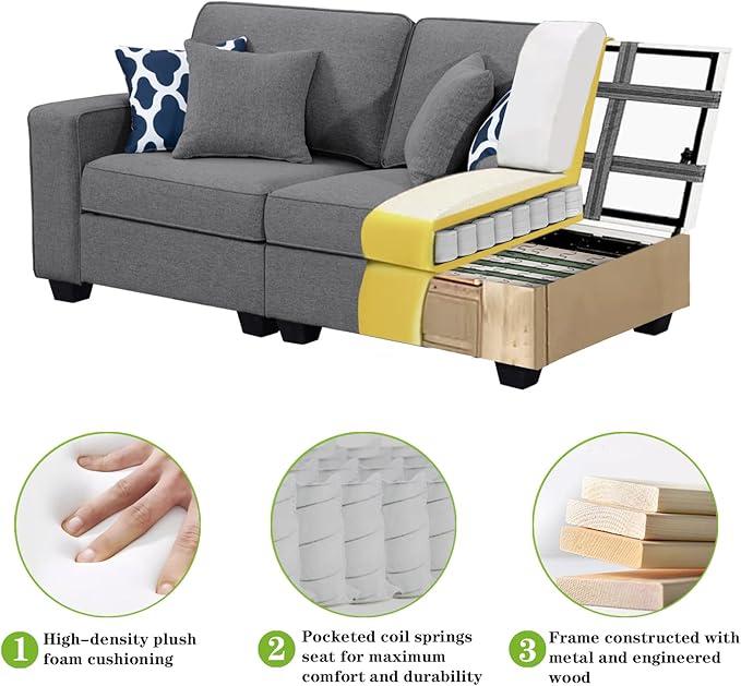 Legend Vansen Modular Sectional Sofa U Shaped Couch with Ottoman Modern Reversible Corner Sectional Couch for Living Room (Dark Grey, U Shaped Sofa-1)