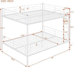 Merax Full Over Full Metal Bunk Bed with Ladder and high Guardrail, Able to Split, Storage Space, No Box Spring Needed, Noise Free, White