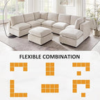 VANOMi Modular Sectional Sofa, Convertible Couch Modular Sofa Without Ottoman, Sectional Sofas for Living Room Small Apartments