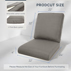 10-Piece Outdoor Patio Cushion Set - Fade & Water Resistant with Removable Olefin Cover, 22x24x4 Inch Memory Foam Cushions for Wicker Sectional Sofa – Grey/Regular