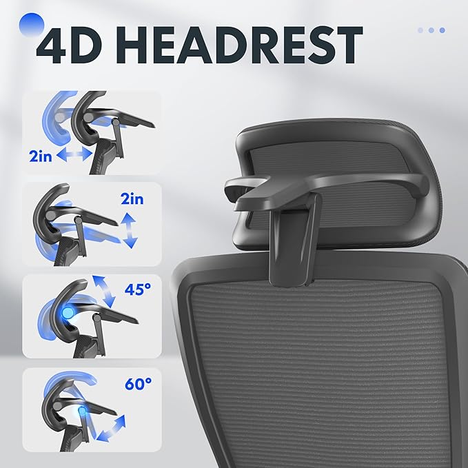 FLEXISPOT OC3 Cloud Ergonomic Office Chair with Footrest, Mesh Back Computer Chair, Home Office Desk Chairs, with Adjustable Lumbar Support/3D Headrest/Reliable Base, Elastic Foam Seat, Black, Cloud-F