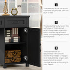 Farmhouse 47" Executive Desk, Computer Desk with Drawers and Storage Cabinet, Workstation Computer Desk for Home Office, Study.Pure Black