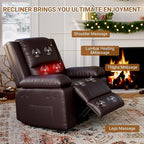 PU Leather Electric Power Lift Chair, Recliner Massage Chair with Remote Control and Side Pocket for Elderly, Power Lift Recliner Sofa with Heat and Massage for Living Room, Bedroom, Brown