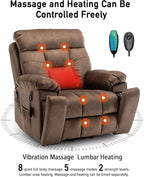 Large Power Lift Chairs Recliners for Elderly with Heated and Massage, Lazy Boy Recliner Chair with 26in Extra Wide Seat, Hidden Cup Holder, Side Pocket
