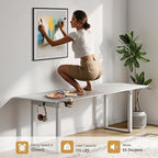 ONBRILL Standing Desk, 63x30 Inches Rectangle Stand Up Desk with 4 Legs, Dual Motor and Memory Controller, Adjustable Height from 28-46 Inches for Home and Computer Workstation, White