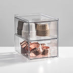mDesign Stackable Storage Containers Box with 2 Pull-Out Drawers - Stacking Plastic Drawer Bins for Kitchen Pantry and Cupboard, Cabinet, Counter, Island and Tables - Lumiere Collection - Clear