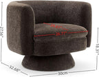 CHERS Swivel Accent Chair, Mid Century Modern Round Barrel Chairs, Upholstered Velvet Fabric Home Sofa Living Room with Solid Wood Base, Single Sofa Lounge Chair, Espresso