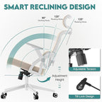 Office Chair Ergonomic Desk Chair with Lumbar Support&Headrest&Flip-up Arms Height Adjustable Rocking Swivel High Back Computer Chair Warm Taupe Mesh Study Chair (05Khaki)