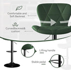 Bar Stools Set of 1,Adjustable Swivel Barstools, Faux Leather Bar Chairs,Upholstered Counter Height with High Backrest for Kitchen Island, Green