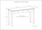 SIMPLIHOME Cosmopolitan Console Table - 38 Inch Wide Solid Wood Sofa Table in Mahogany Brown, Contemporary Compact Storage Table for Entryway or Living Room with 2 Drawers and Tapered Legs