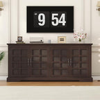 70" Sideboard Buffet Cabinet with Storage, Coffee Bar Cabinet with and 4 Doors, Long Wider Storage Cabinet Modern Farmhouse, Brown Wood, for Kitchen, Dining Room, Living Room